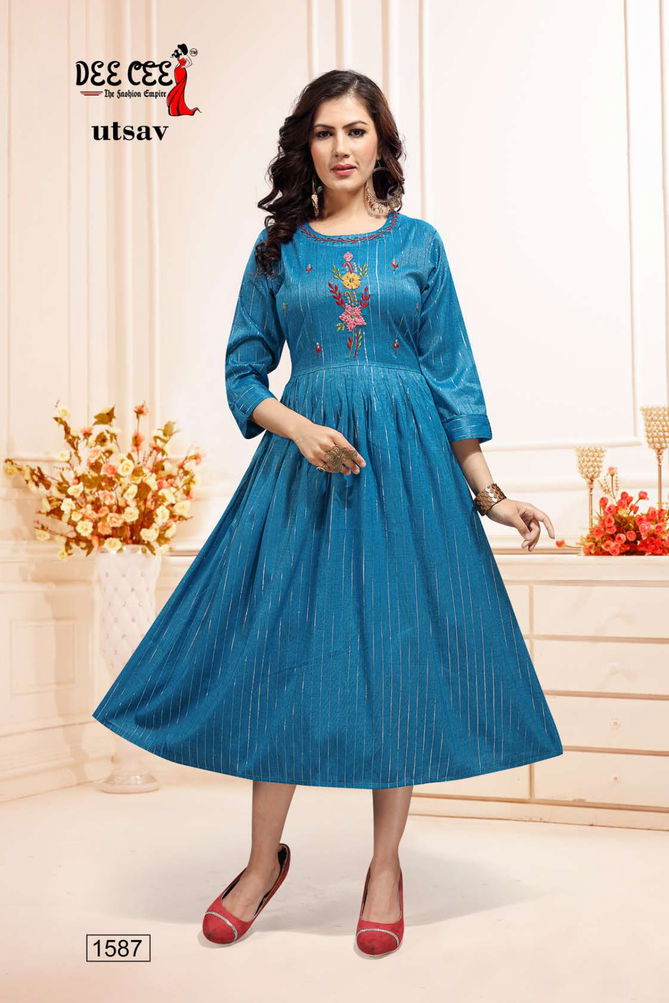 Utsav Dee Cee New Ethnic Wear Designer Rayon Anarkali Kurti Collection 